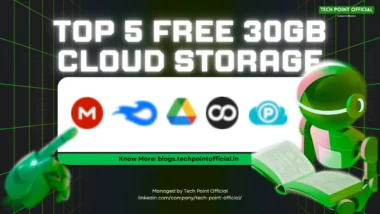 Comparison of top 5 cloud storage 30GB free services showing logos and storage amounts