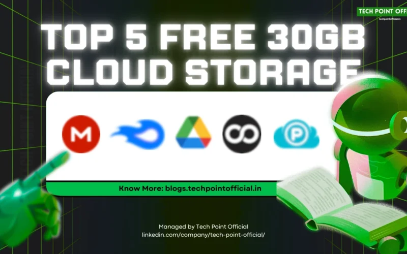 Comparison of top 5 cloud storage 30GB free services showing logos and storage amounts